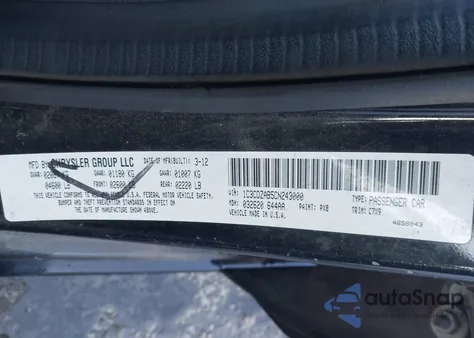 2012 Dodge Avenger Se from USA, damaged, VIN 1C3CDZAB5CN243000